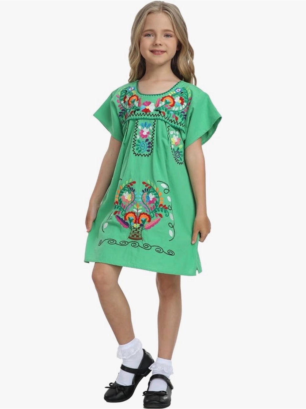 YZXDORWJ Girl Mexican Embroidered Dress